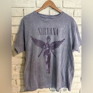 NIRVANA size L “In Utero” Angel graphic tee. Washed purple short sleeve grunge
